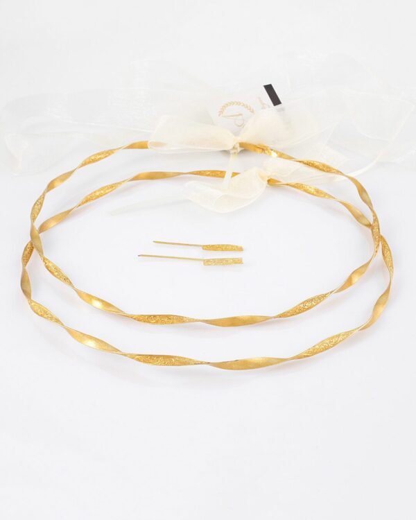 Στέφανα Γάμου με μονή ανάγλυφη βέργα σε χρυσό