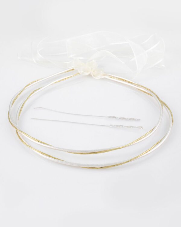 Στέφανα Γάμου με διπλή ανάγλυφη βέργα σε ασημί με χρυσό