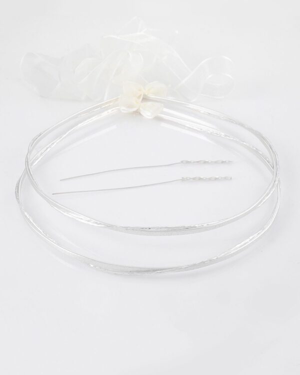 Στέφανα Γάμου με διπλή σφυρήλατη  βέργα σε ασημί