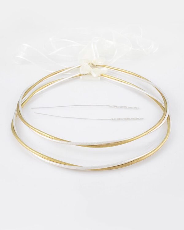 Στέφανα Γάμου με διπλή ανάγλυφη βέργα σε ασημί με χρυσό