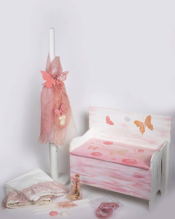 Σετ βάπτισης θρανίο με θέμα πεταλούδες και λουλούδια