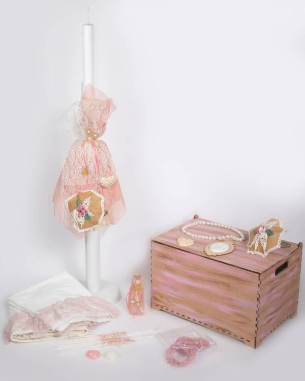 Σετ βάπτισης ξύλινο κουτί μικρή κυρία