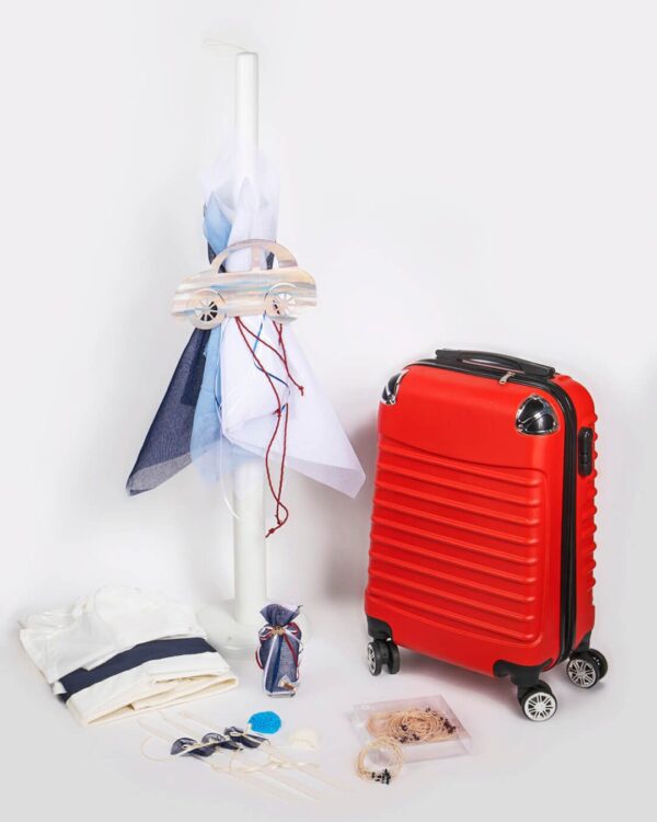 Σετ βάπτισης βαλίτσα ταξιδιού με θέμα αυτοκινητάκι