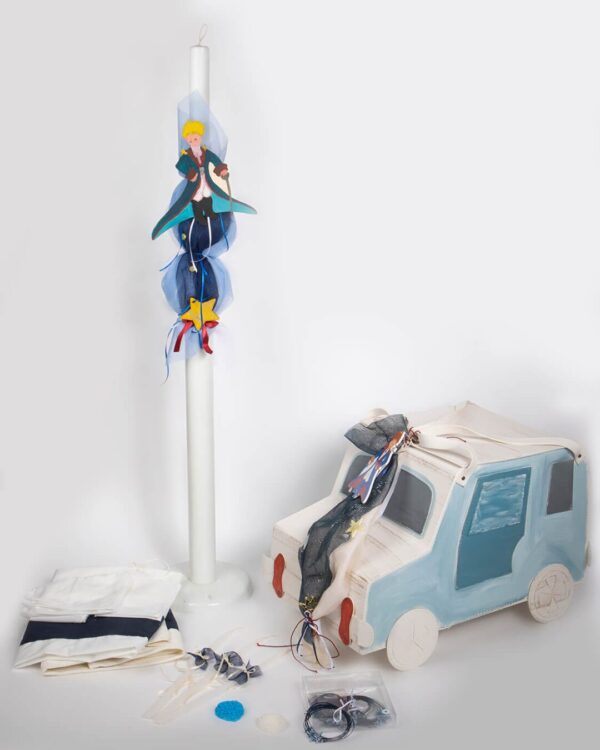 Σετ βάπτισης βαλίτσα δερμάτινη σε σχήμα τζιπάκι με θέμα ο μικρός πρίγκιπας