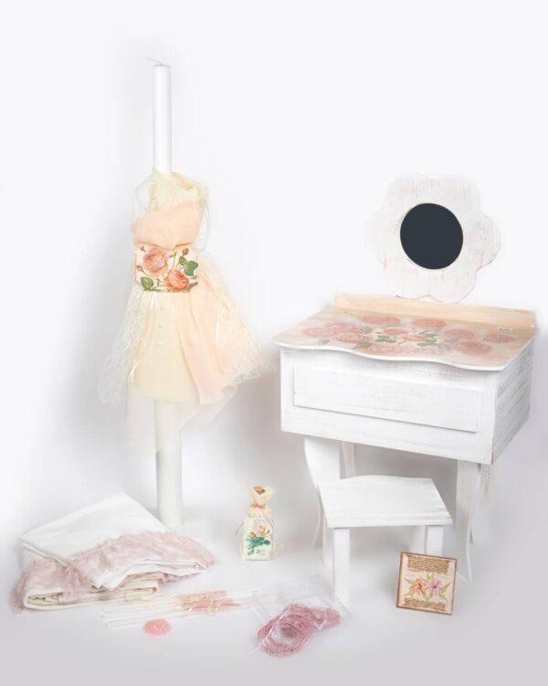 Σετ κουτί βάπτισης boudoir με θέμα τα τριαντάφυλλα