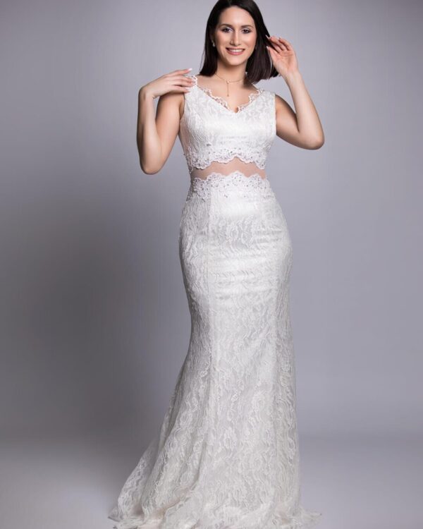 Νυφικό γοργονέ από γαλλική 3D δαντέλα