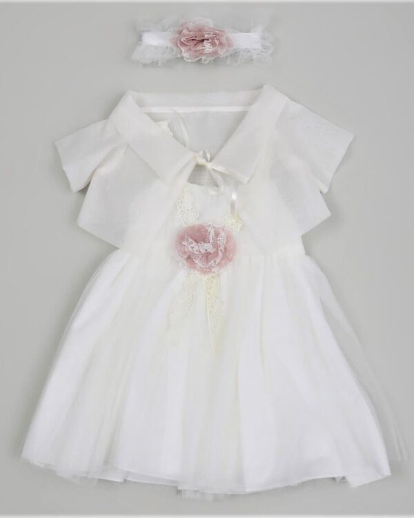 Βαπτιστικό φόρεμα Makis Tselios από γαλλικό τούλι και δαντέλα