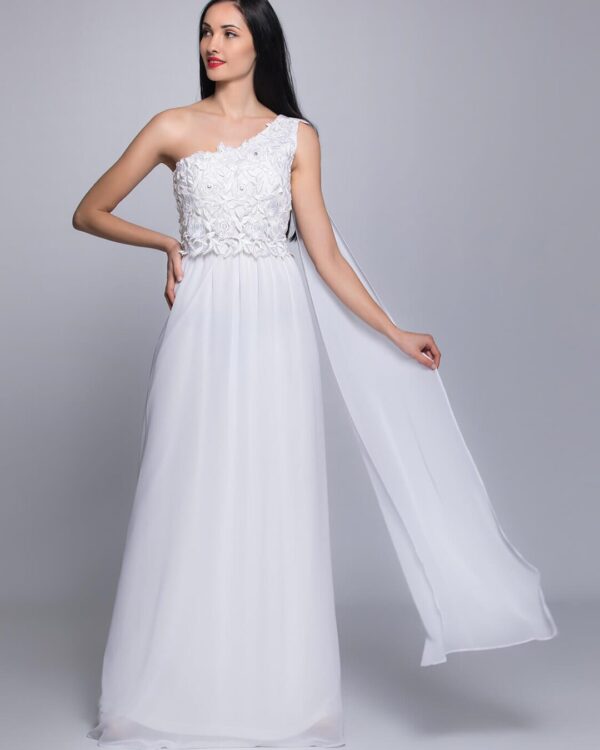 Αρχαιοελληνικό νυφικό από μεταξωτή μουσελίνα