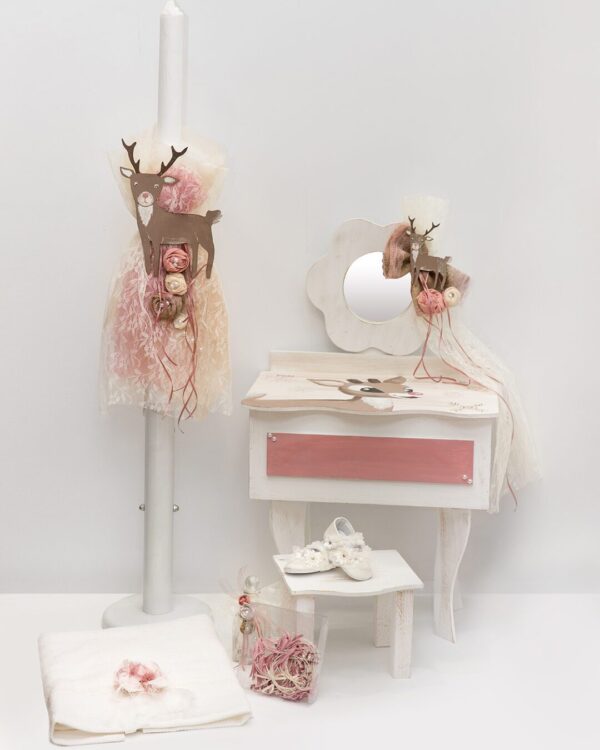 Σετ κουτί βάπτισης boudoir με θέμα το ελάφι