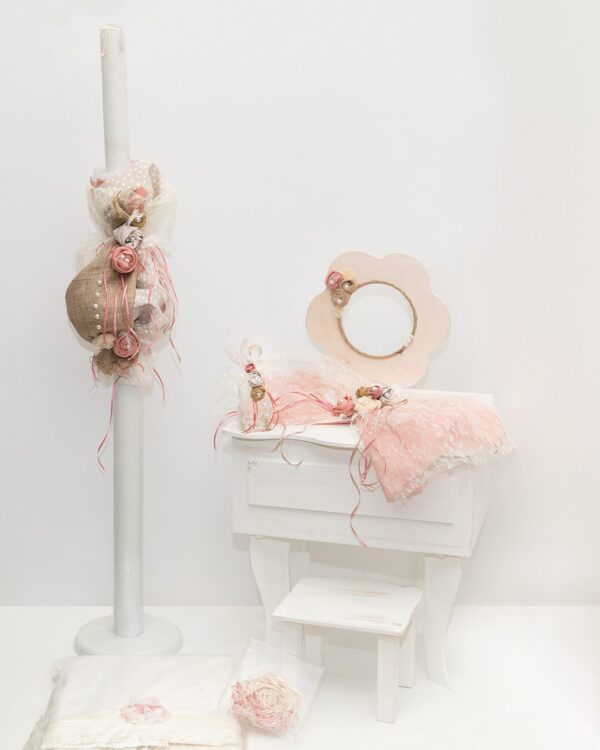 Σετ κουτί βάπτισης boudoir με θέμα vintage λουλούδια