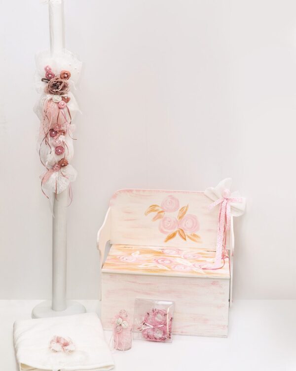 Σετ βάπτισης θρανίο με θέμα vintage λουλούδια