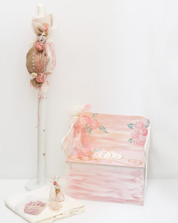 Σετ βάπτισης θρανίο με θέμα vintage λουλούδια