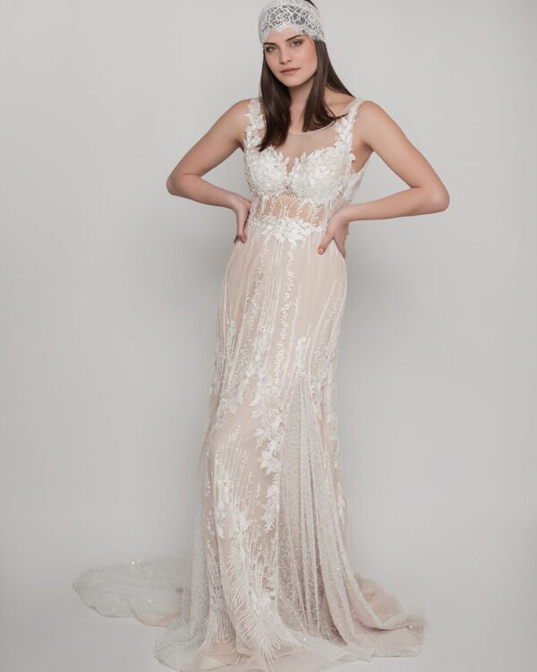 Νυφικό boho chic από γαλλικό τούλι με tattoo effect