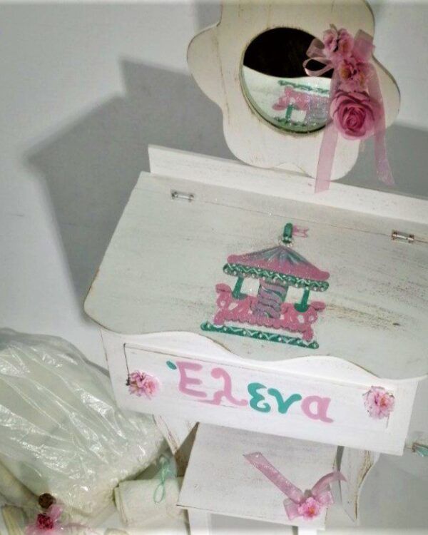 Σετ βάπτισης με καρουζέλ, με φόρεμα και παπούτσι