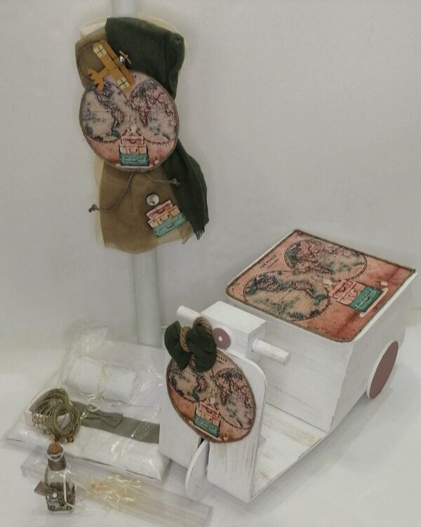 Σετ βάπτισης με βέσπα και θέμα ταξίδια, ο γύρος του κόσμου