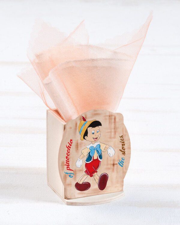 Μπομπονιέρα ξύλινη μολυβοθήκη με τον Πινόκιο