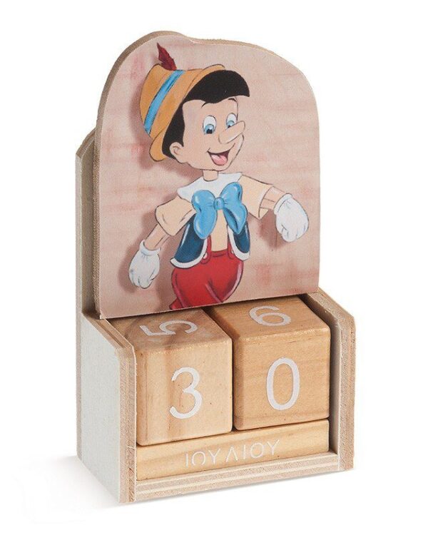 Μπομπονιέρα ξύλινο ημερολόγιο με τον Πινόκιο της Disney