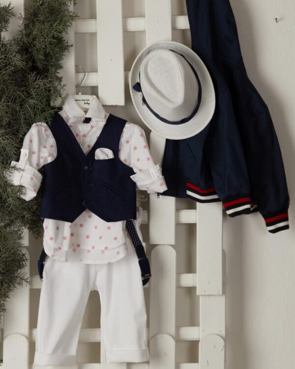 Βαπτιστικό ρούχο για αγόρι σε μπλε σκούρο και άσπρο