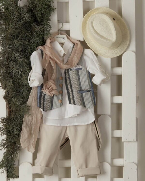 Μπεζ βαπτιστικό ρούχο για αγόρι