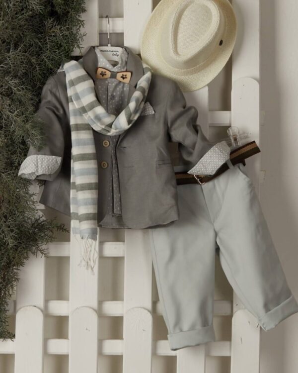 Βαπτιστικό ρούχο για αγόρι σε μπεζ γκρι αποχρώσεις
