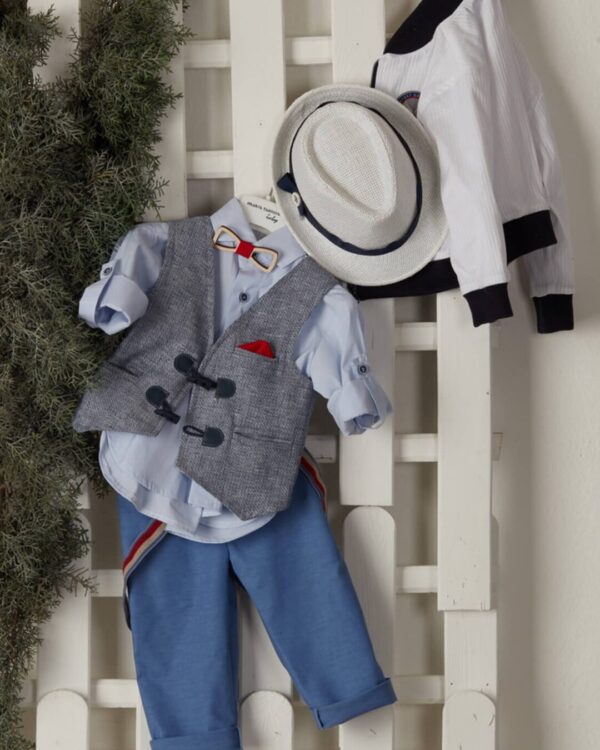 Βαπτιστικό ρούχο για αγόρι σε θαλασσί και λευκό