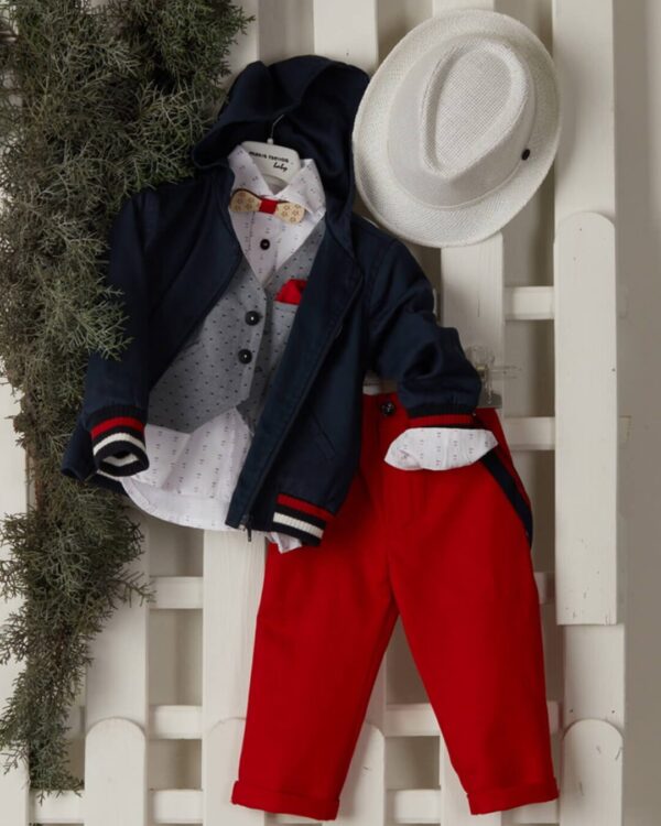 Βαπτιστικό ρούχο για αγόρι σε μπλε και κόκκινο