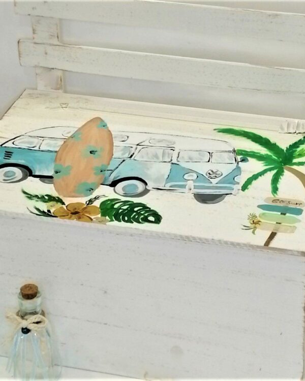 Σετ βάπτισης με παγκάκι και θέμα Vintage Van & Surfing