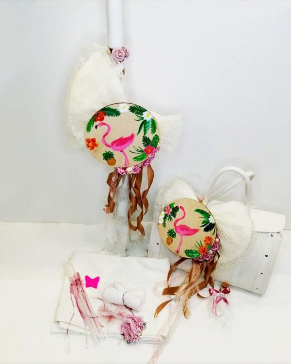 Σετ νονού με θέμα το φλαμίνγκο