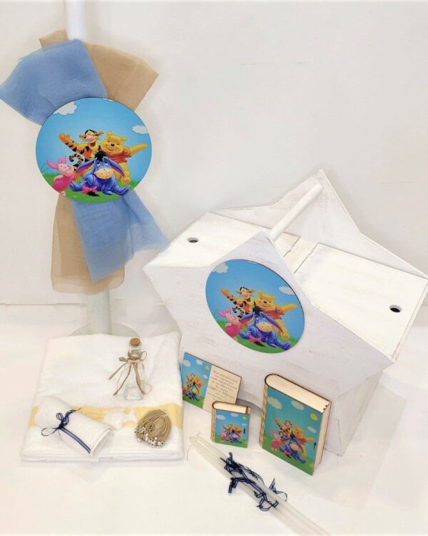 Σετ βάπτισης με ξύλινο αστεράκι και θέμα τον Γουίνι το αρκουδάκι και τους φίλους του - Winnie the pooh