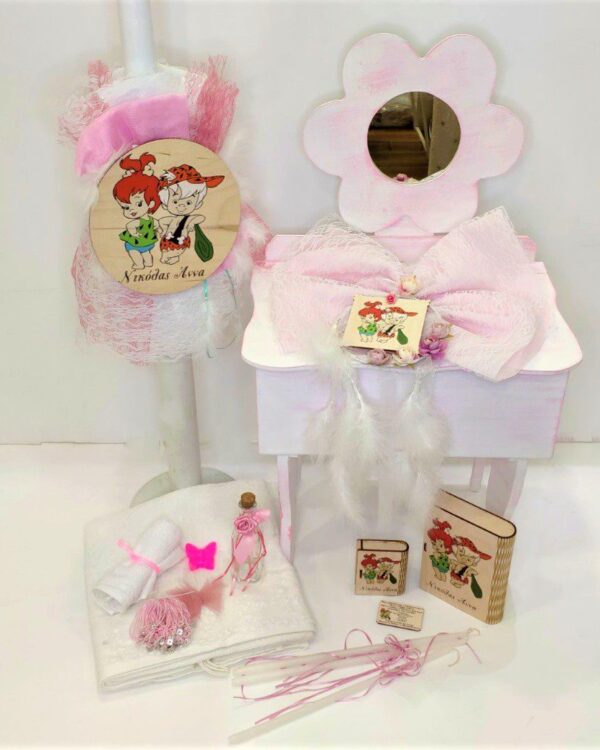 Πλήρες σετ βάπτισης με τους Flinstones, ιδανικό βαπτιστικό σετ για δίδυμα παιδιά αγόρι κορίτσι