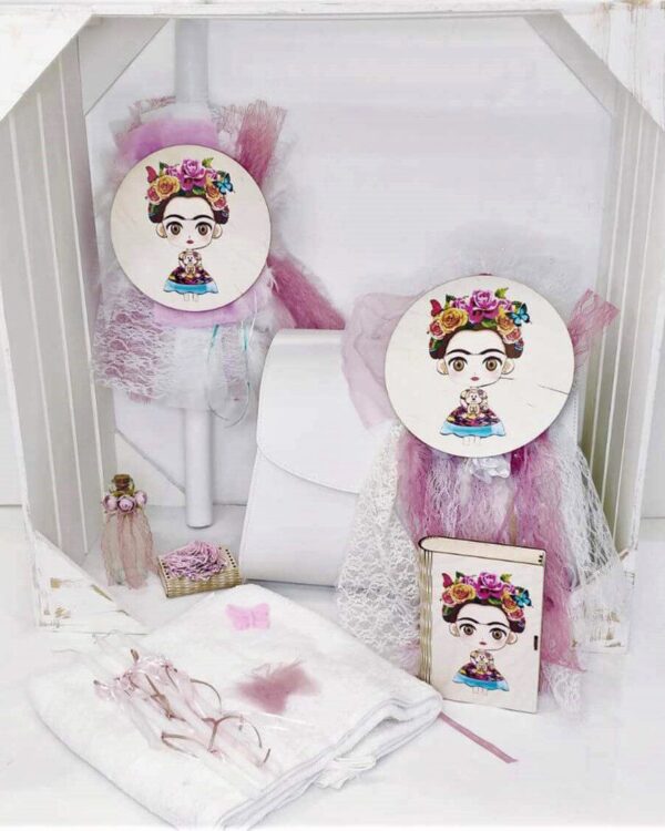 Πλήρες σετ βάπτισης για κορίτσι με θέμα την φρίντα κάλο