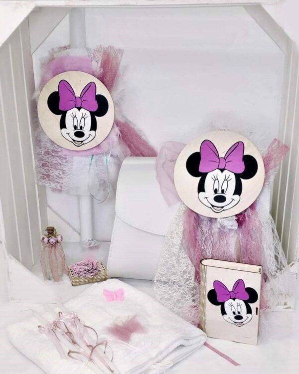 Πλήρες σετ βάπτισης για κορίτσι με θέμα τη μίννιε minnie mouse