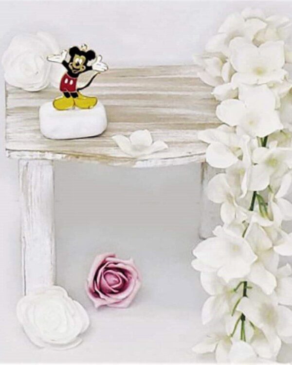 Μπομπονιέρα βάπτισης βότσαλο με επίχρυσο MIckey Mouse
