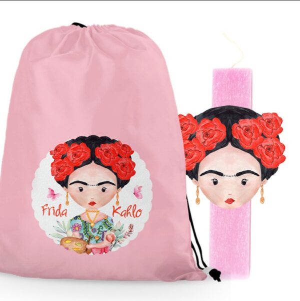 Πασχαλινή Λαμπάδα Frida Kahlo με τσάντα πλάτης