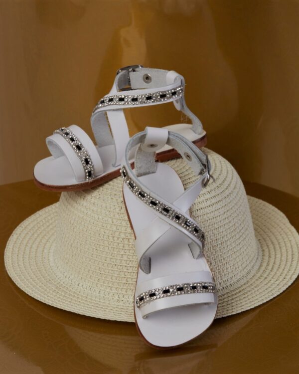 Βαπτιστικό πέδιλο σε λευκό με στρας