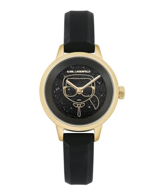 Γυναικείο ρολόι karl lagerfeld με μπρασελέ από σιλικόνη διακοσμημένο με swarovski και το icon του karl