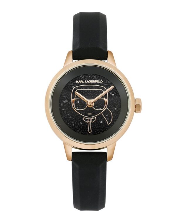 Γυναικείο ρολόι karl lagerfeld με μπρασελέ από σιλικόνη διακοσμημένο με swarovski και το icon του karl