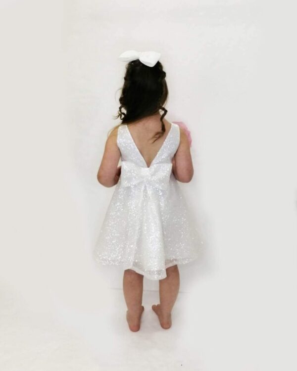 Εντυπωσιακό παιδικό φόρεμα με γκλίτερ σε άσπρο
