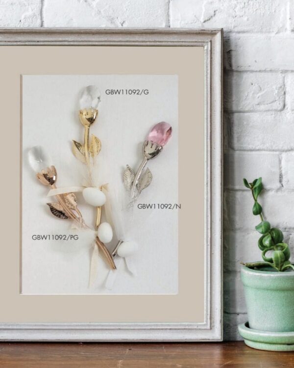 Μπομπονιέρα γάμου λουλούδι με κρύσταλλα επιχρυσωμένο με 24 καράτια