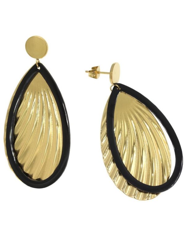 Επιχρυσωμένα κρεμαστά σκουλαρίκια διπλό δάκρυ