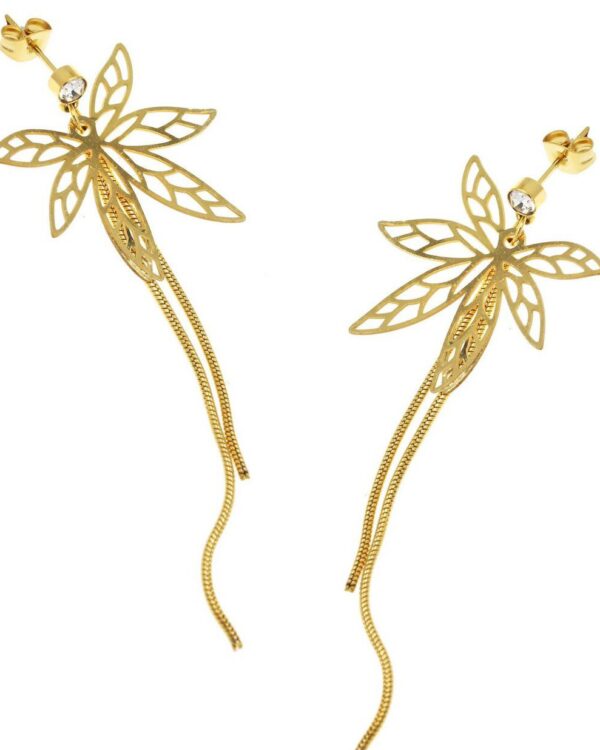 Επιχρυσωμένα κρεμαστά σκουλαρίκια από ατσάλι με αλυσίδες