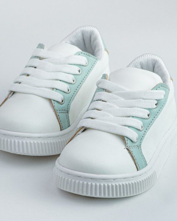 Βαπτιστικά παπούτσια τύπου sneakers, σε άσπρο με πράσινο της μέντας