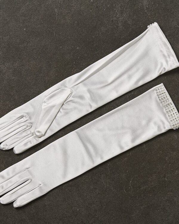 Σατέν νυφικά γάντια με στρας σε εκρού_35cm Δείτε όλες μας τις συλλογές για έναν παραμυθένιο γάμο