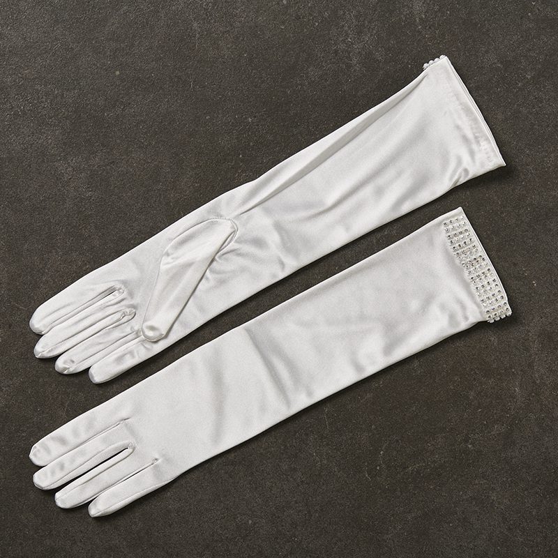 Σατέν νυφικά γάντια με στρας σε εκρού_35cm Δείτε όλες μας τις συλλογές για έναν παραμυθένιο γάμο