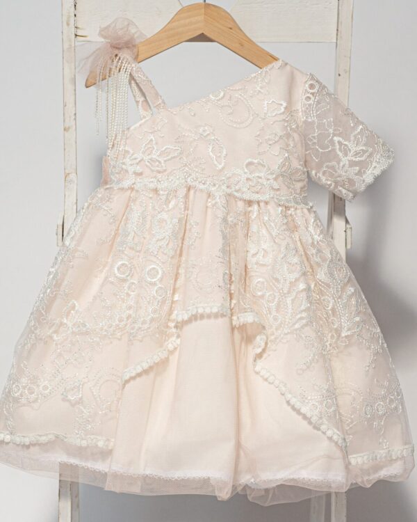 Βαπτιστικό φόρεμα με ένα μανίκι σε σομόν