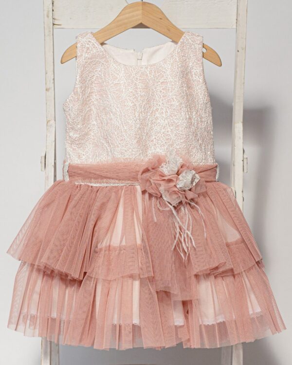 Boho βαπτιστικό φόρεμα με βολάν σε σάπιο μήλο