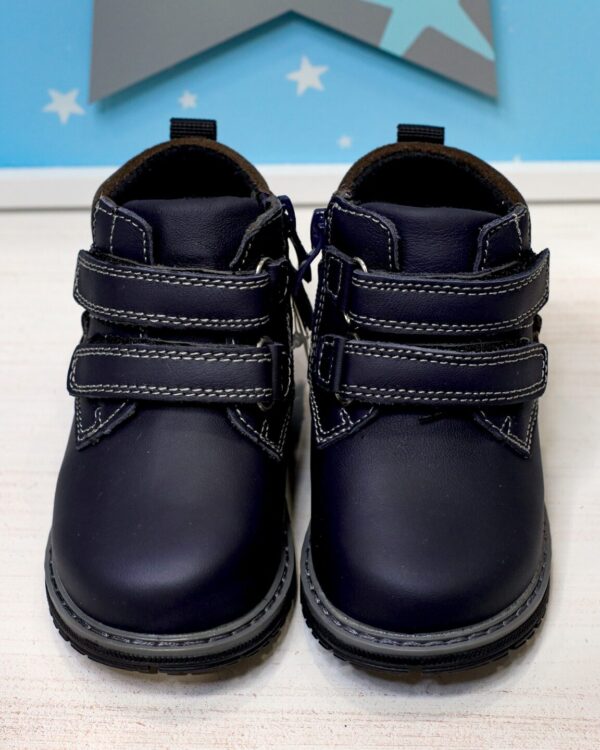 Βαπτιστικά παπούτσια δερμάτινο ανατομικό μποτάκι σε μπλε σκούρο