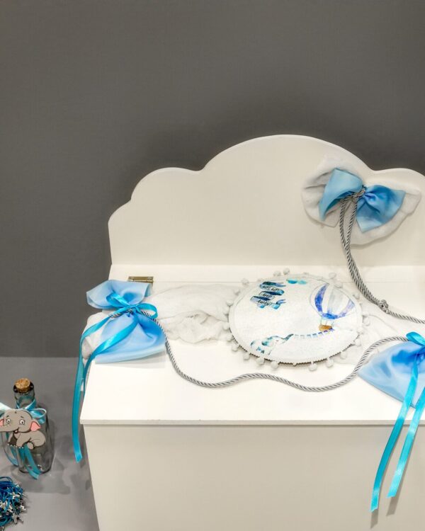 Πλήρες σετ βάπτισης ελεφαντάκι με αερόστατο