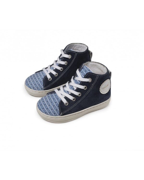Βαπτιστικά παπούτσια μποτάκι τύπου all star, με κορδόνια σε μπλε σκούρο