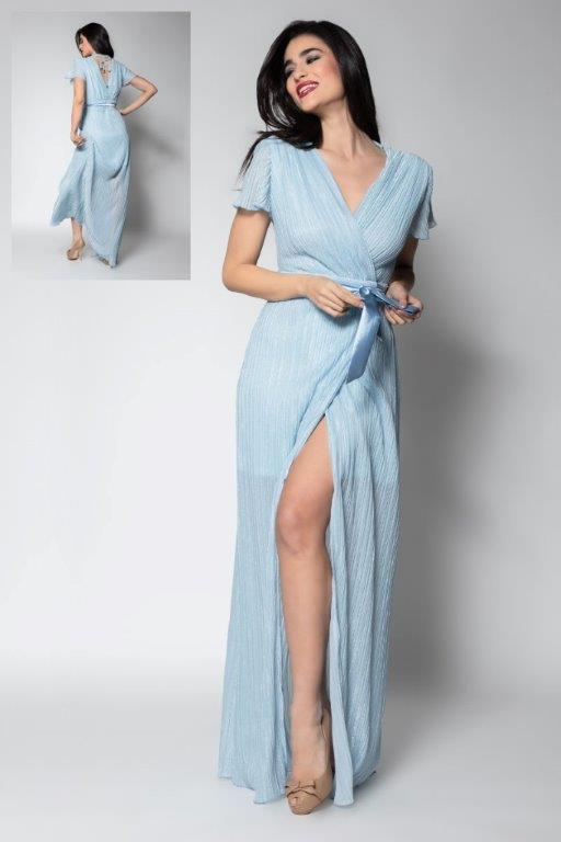 Μακρύ φόρεμα κρουαζέ σε γαλάζιο